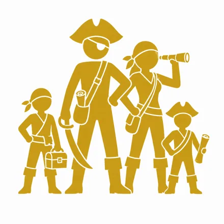 Pirate family crew silhouette