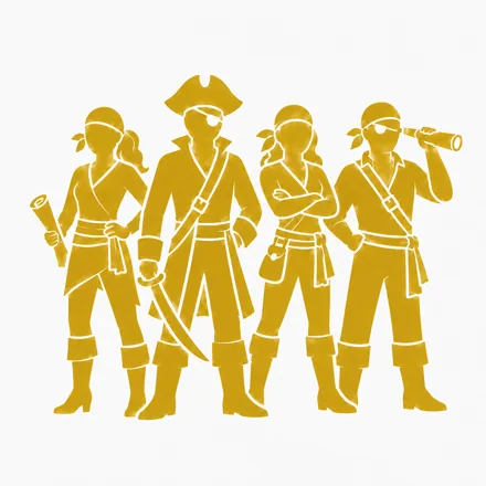 Pirate team crew silhouette